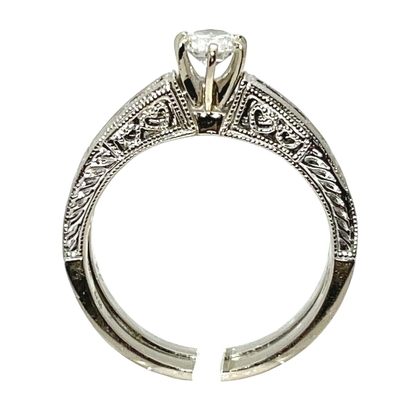 1 ctw Diamond Bridal Wedding Ring Set REAL SOLID 14k White Gold 5.5g Size 7