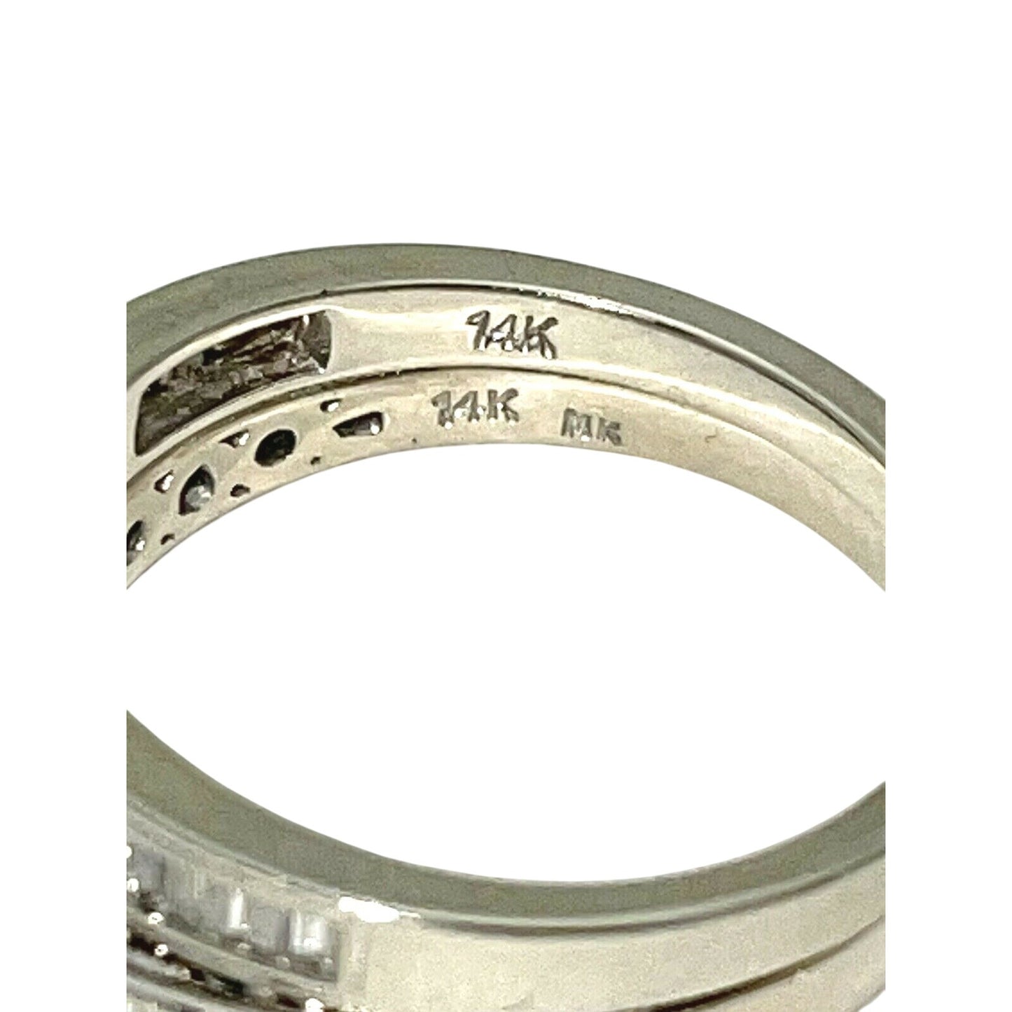 1 ctw Diamond Bridal Wedding Ring Set REAL SOLID 14k White Gold 5.5g Size 7