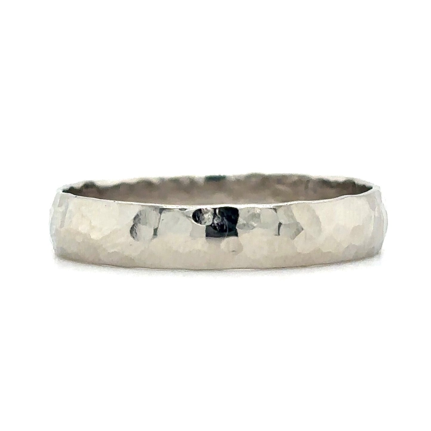 10k White Gold Hammered Texture Band 2.9g Size 11.25