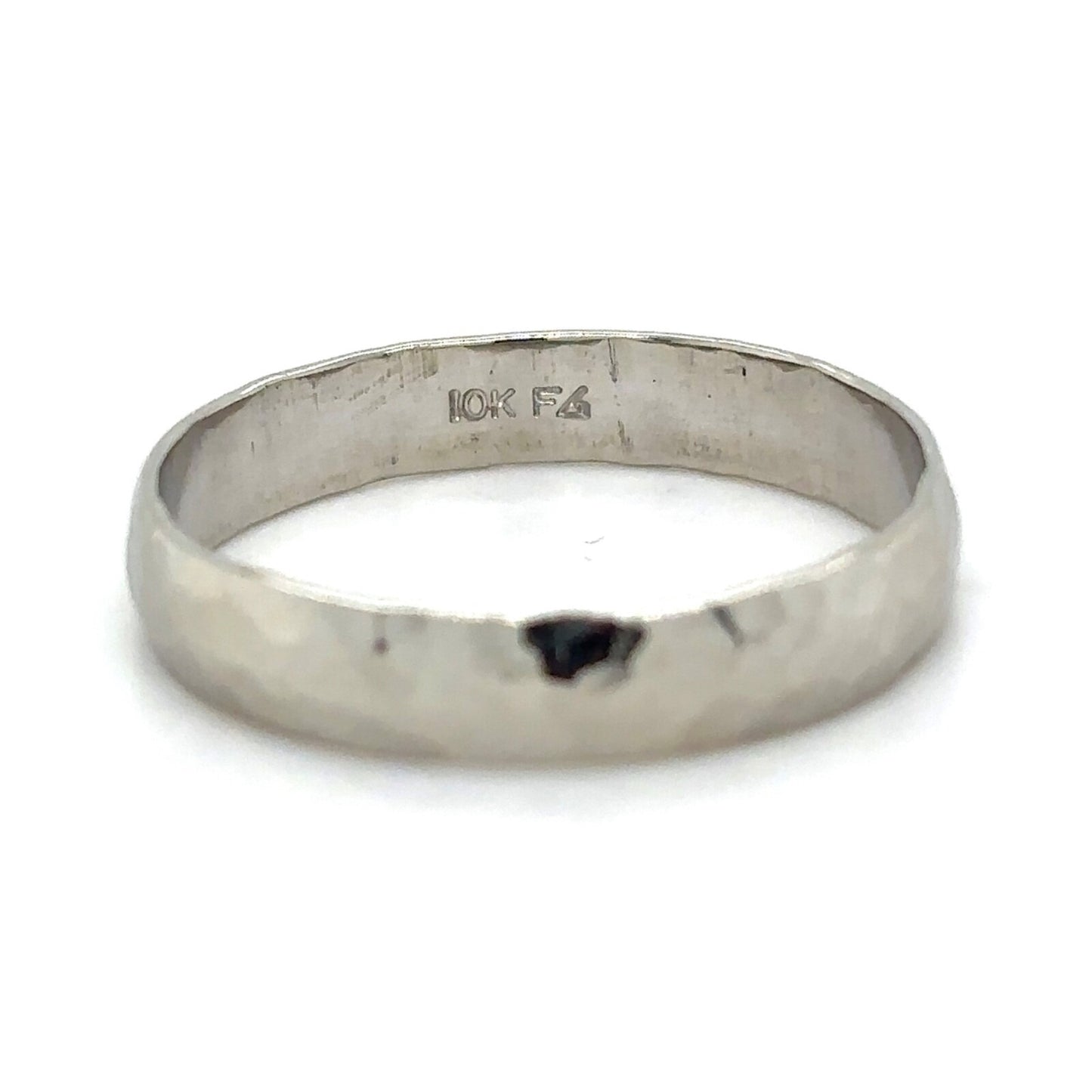 10k White Gold Hammered Texture Band 2.9g Size 11.25