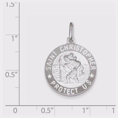 Saint Christopher Sterling Silver Medal Pendant Jewelry 1" Round