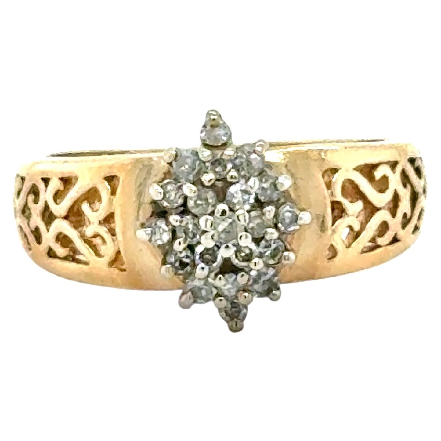 1/2ctw Diamond Cluster 10k Yellow Gold Ring 3.1g Size 6.25