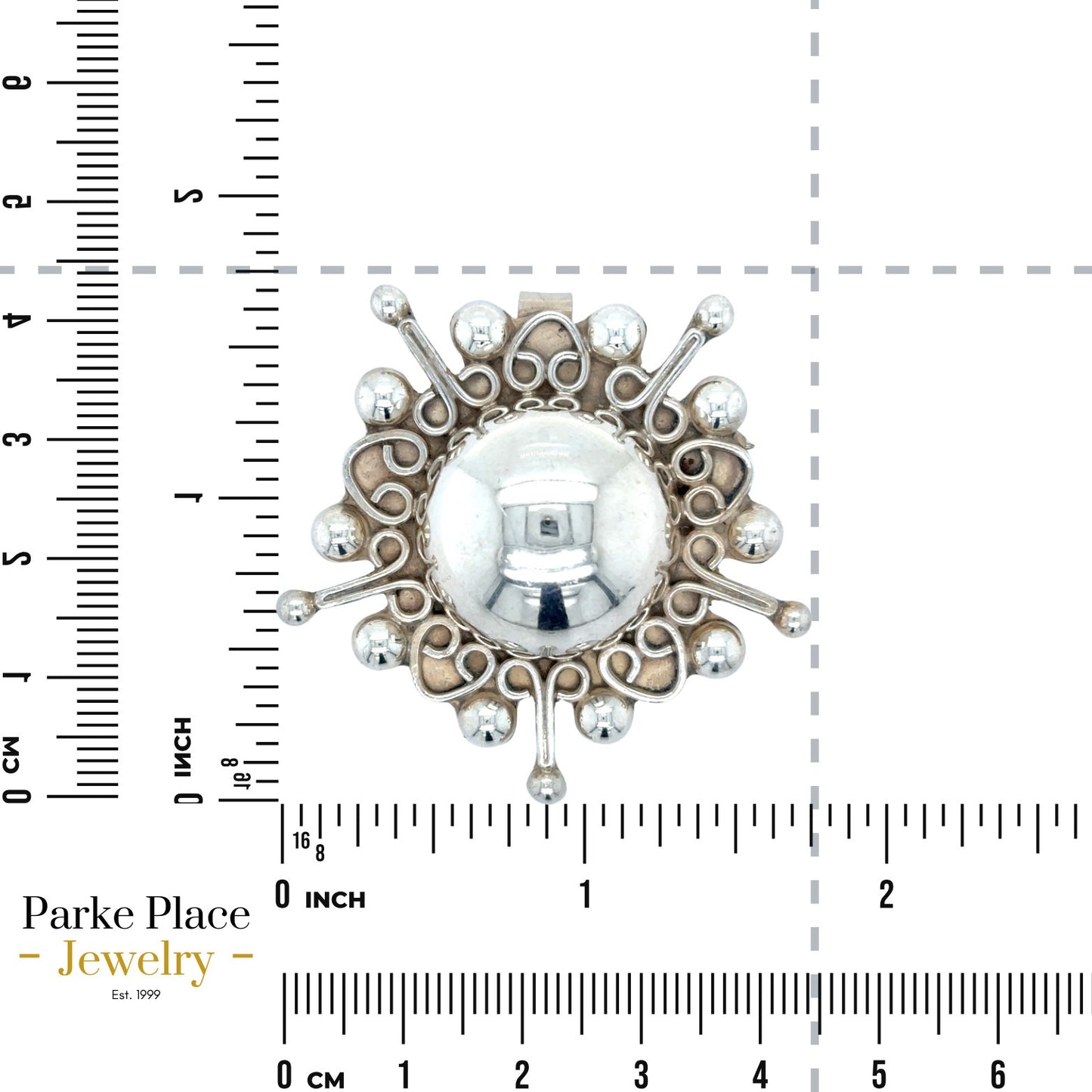 .925 Sterling Silver Filigree Accent Pendant Brooch 16.7g