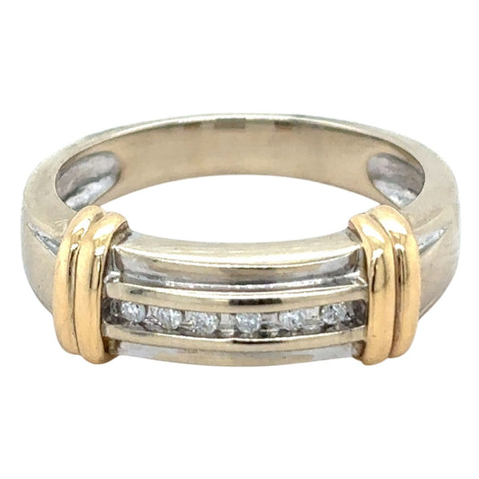 1/20ctw Diamond 14k Two-Tone Gold Size 10 Band Ring SI-2 Clarity G-H Color 6.7g