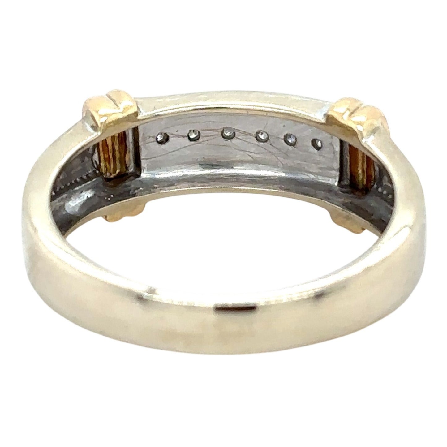 1/20ctw Diamond 14k Two-Tone Gold Size 10 Band Ring SI-2 Clarity G-H Color 6.7g