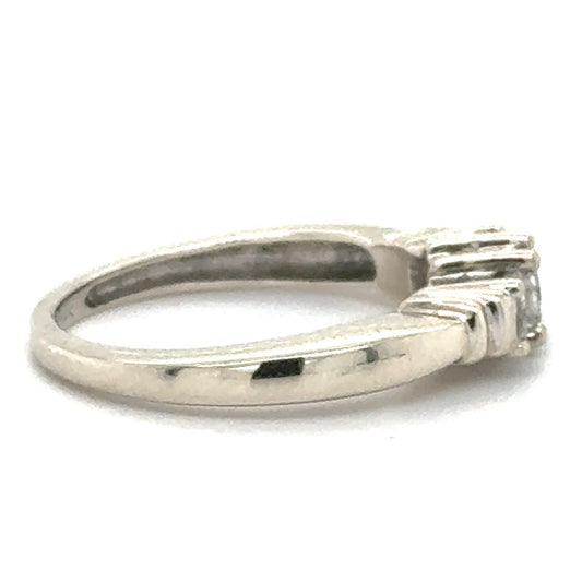 1/2ctw Diamond Three Stone 14k White Gold Ring 3.9g Size 7