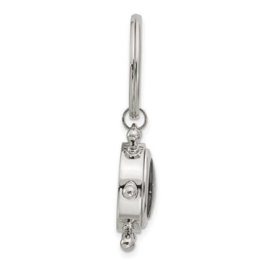 Nickel-Plated Compass and Ships Wheel Key Ring