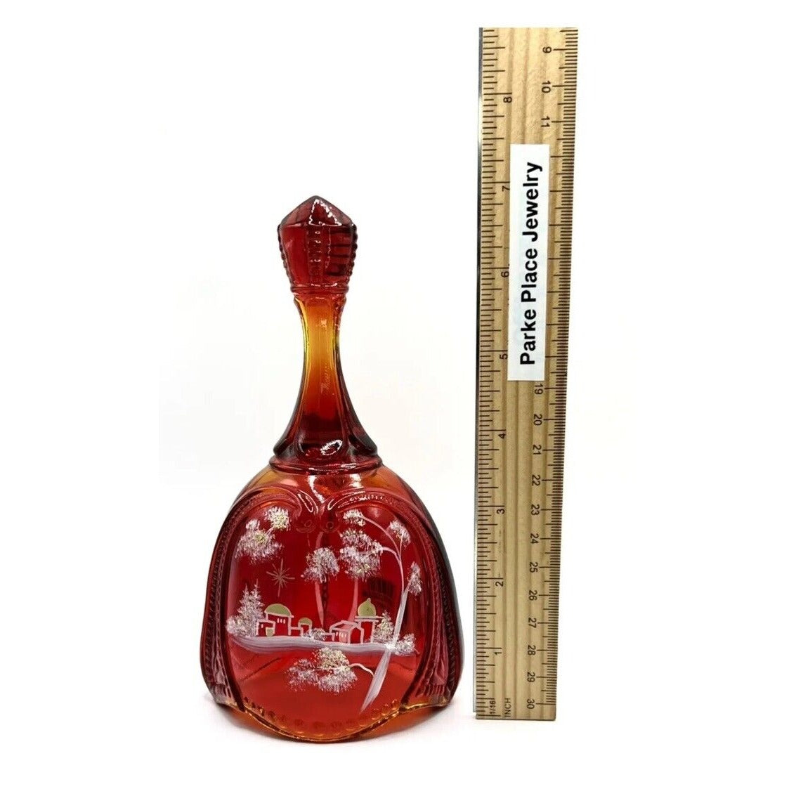 Fenton 2010 Christmas Ruby "Bethlehem" Bell Hand painted #7566 RQ