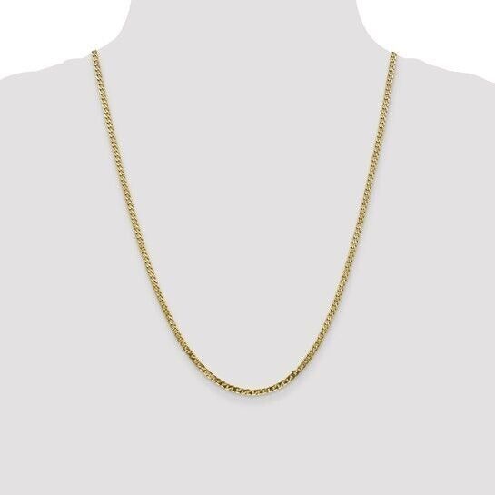 Leslies 10K Gold 2.4mm Flat Beveled Curb Chain Necklace 24 Inches Long