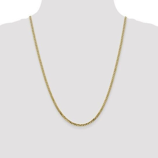 Leslies 10K Gold 2.4mm Flat Beveled Curb Chain Necklace 24 Inches Long