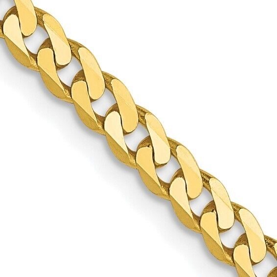 Leslies 10K Gold 2.4mm Flat Beveled Curb Chain Necklace 24 Inches Long