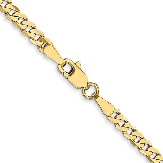 Leslies 10K Gold 2.4mm Flat Beveled Curb Chain Necklace 24 Inches Long