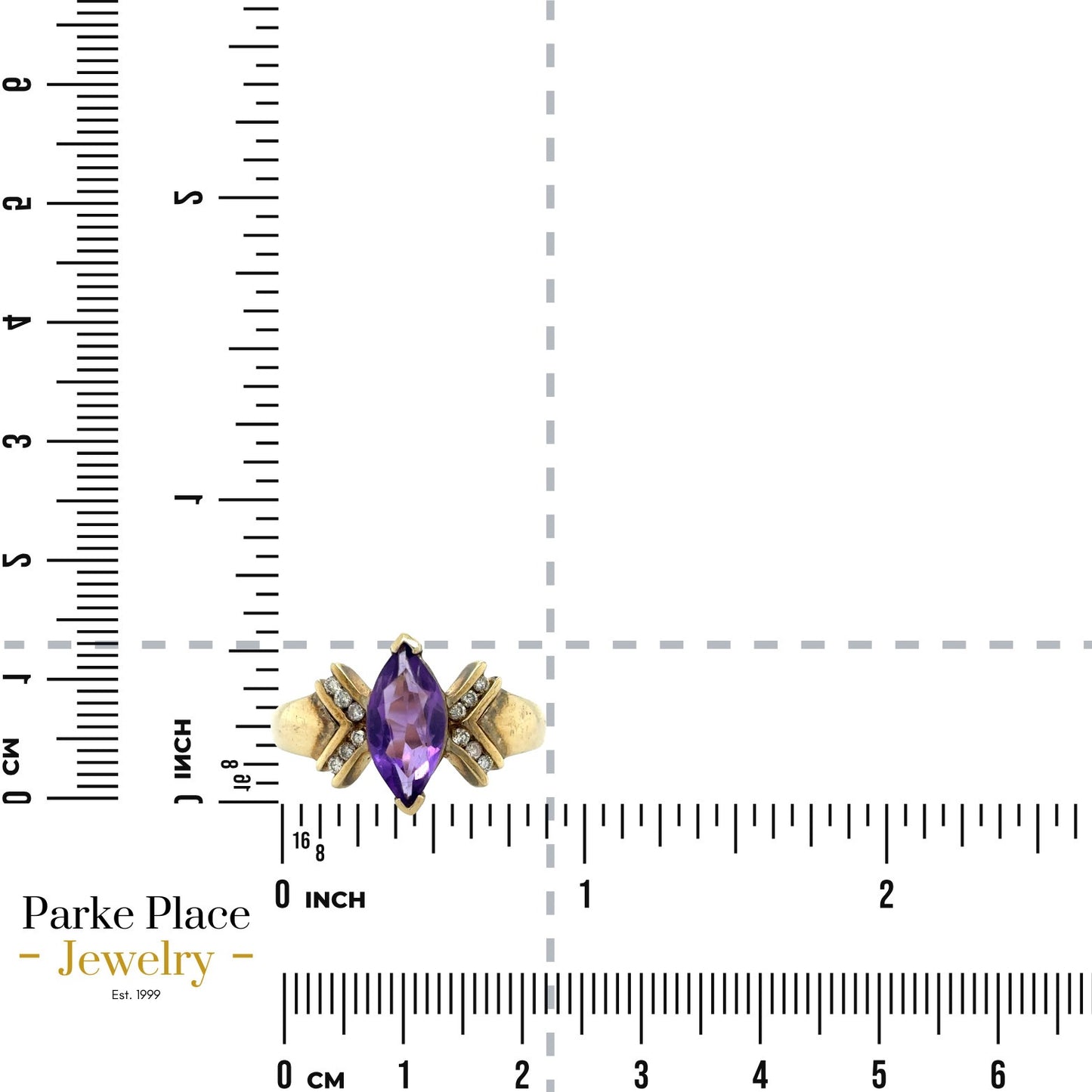 10k Yellow Gold Amethyst Solitaire & Diamond Ring 3.7g Size 9.75