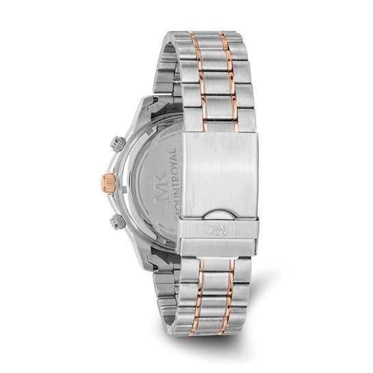 Two-Tone Stainless Steel & Rose Gold Chronograph Wristwatch With Date Display