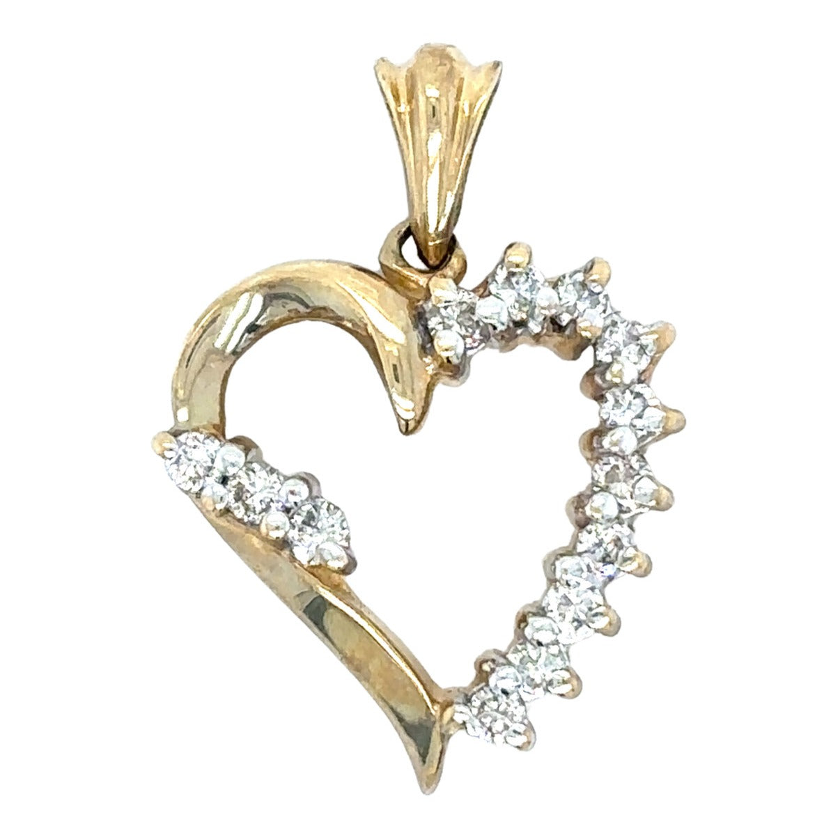 1/8ct Diamond 10k Yellow Gold Heart Charm Pendant 1.5g (SI1-2,G-H)