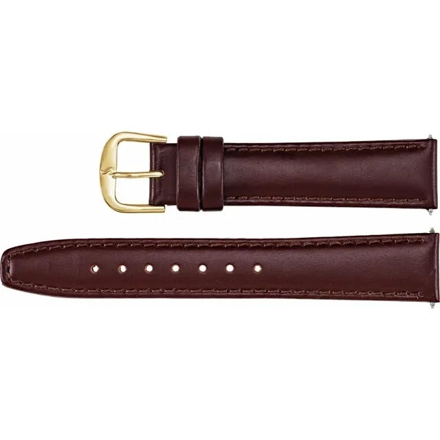 Brown Leather Watch Strap Gold & Silver 18mm Replacement Band Mens & Womens Watch Accessory