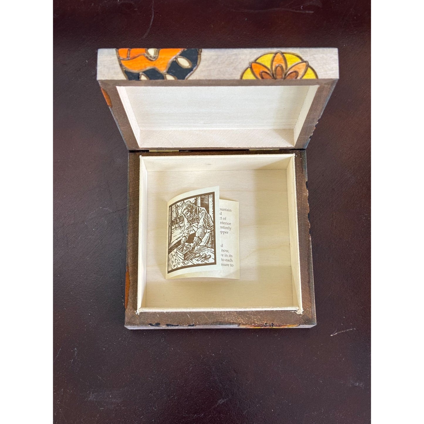 Handcrafted Wooden Butterfly Jewelry Box Orange & Black Design