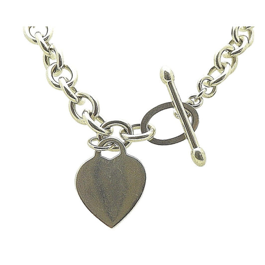 HEART CHARM ON LINK 18 INCH LONG NECKLACE REAL SOLID .925 STERLING SILVER 72.9 g