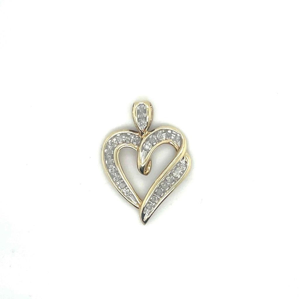 1/4 Ct Diamond Heart Pendant 10k Solid Yellow Gold 2.3g Clarity I3 Color G-H Elegant Sparkling Design For Women