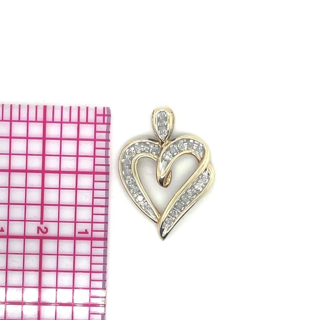 1/4 Ct Diamond Heart Pendant 10k Solid Yellow Gold 2.3g Clarity I3 Color G-H Elegant Sparkling Design For Women