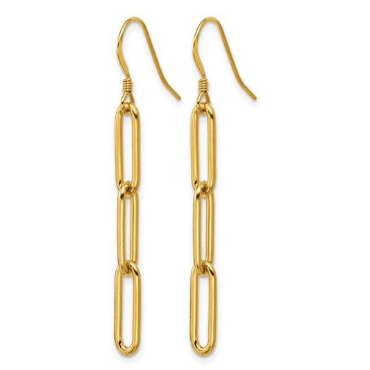 14/20 Gold-Filled Paperclip Link Dangle Earrings With Shepherd Hooks