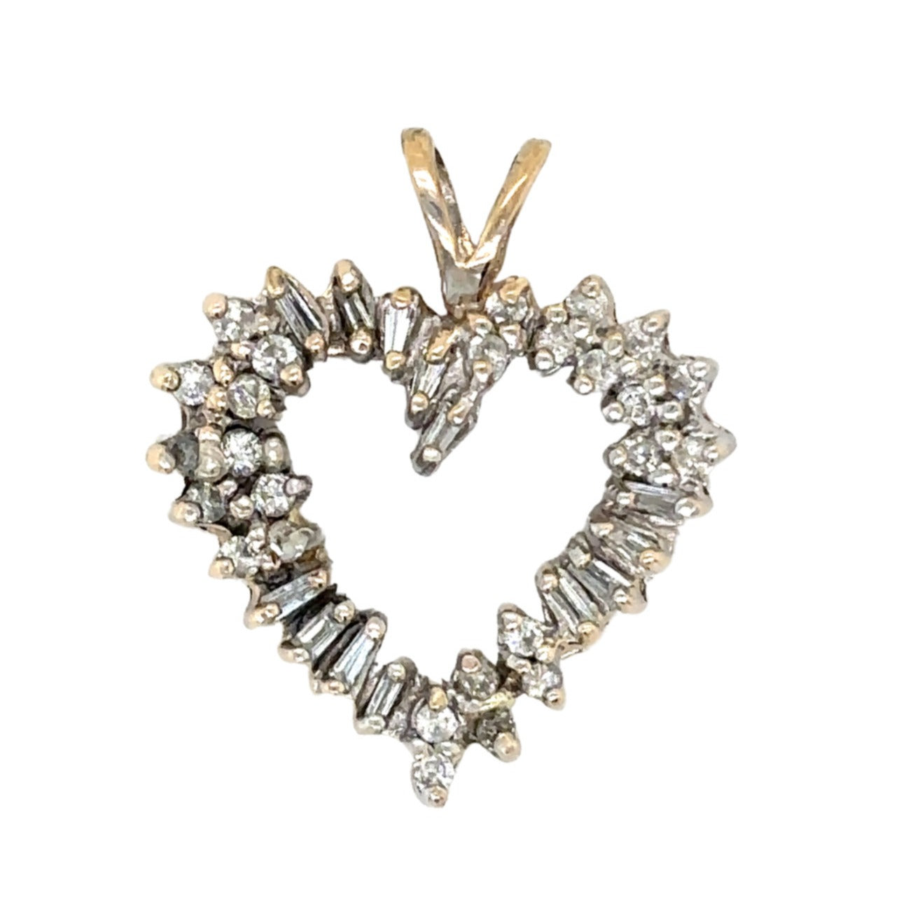 10k Yellow Gold 1/2ctw Diamond Heart Pendant 1.7g