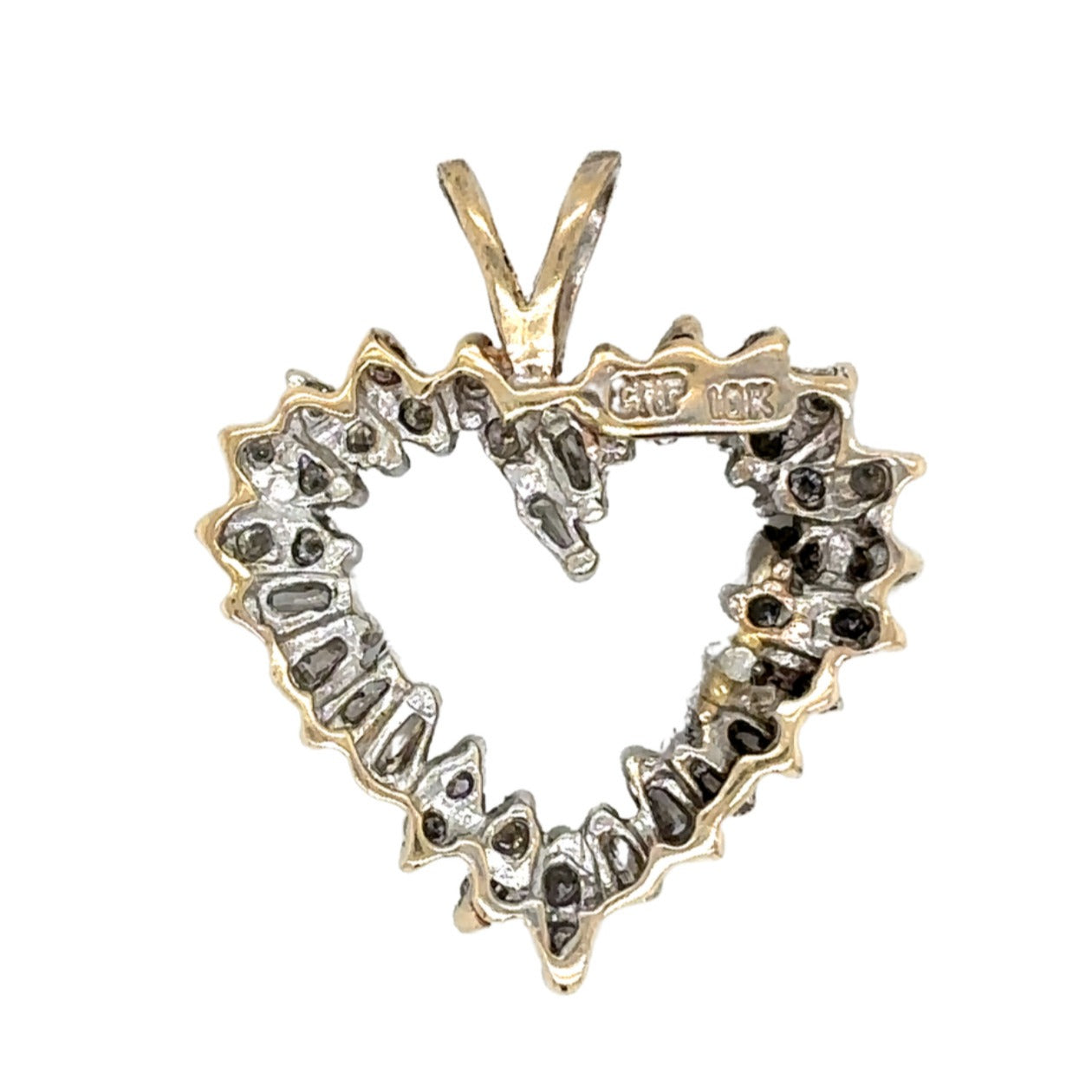 10k Yellow Gold 1/2ctw Diamond Heart Pendant 1.7g
