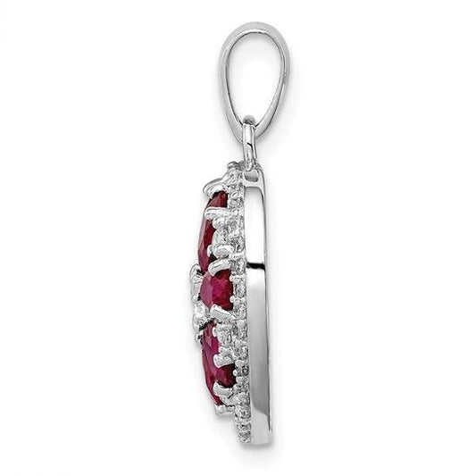 Premium Sterling Silver Ruby Heart Cz Pendant