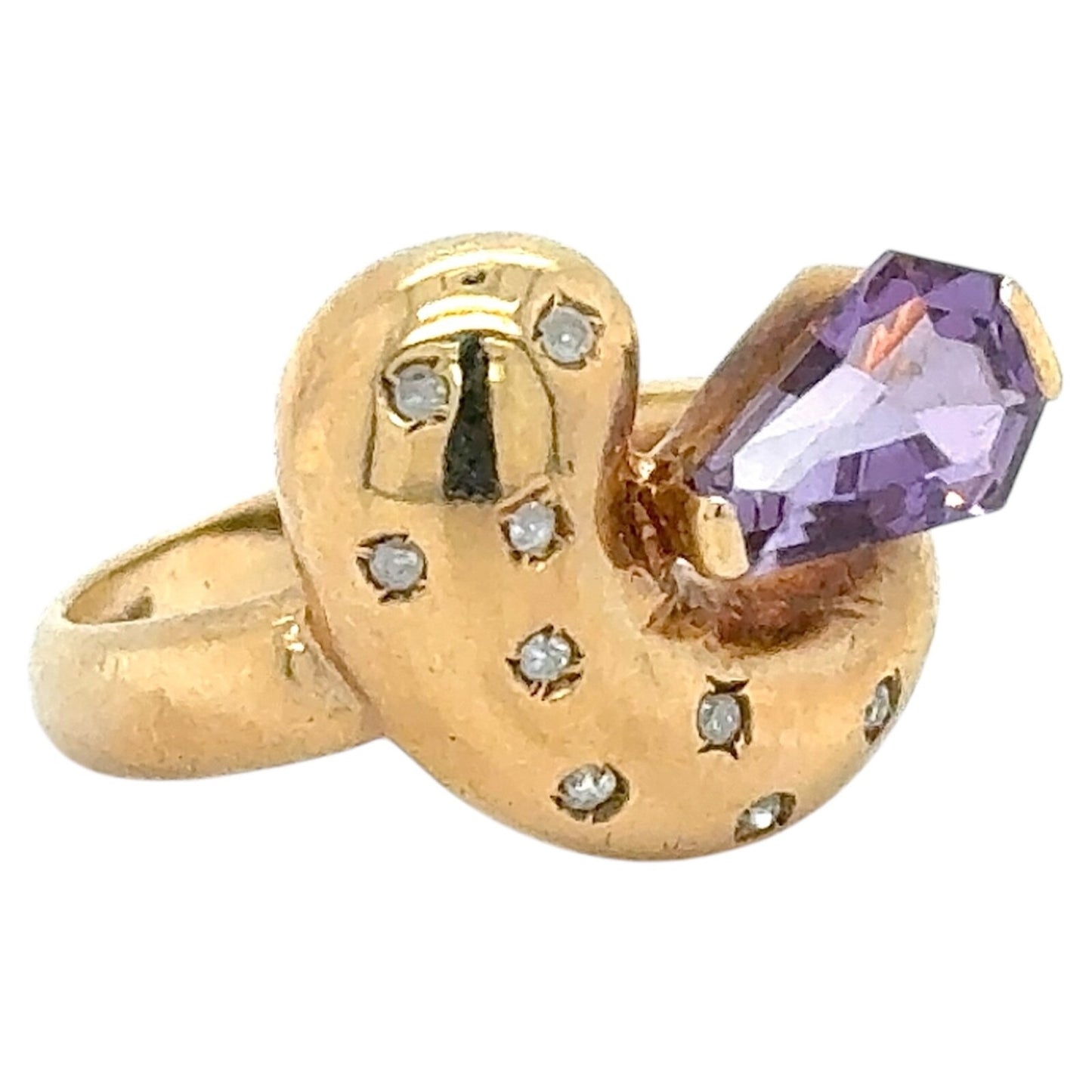 Amethyst & Diamond 14k Yellow Gold Ring 4.0g Size 7.25