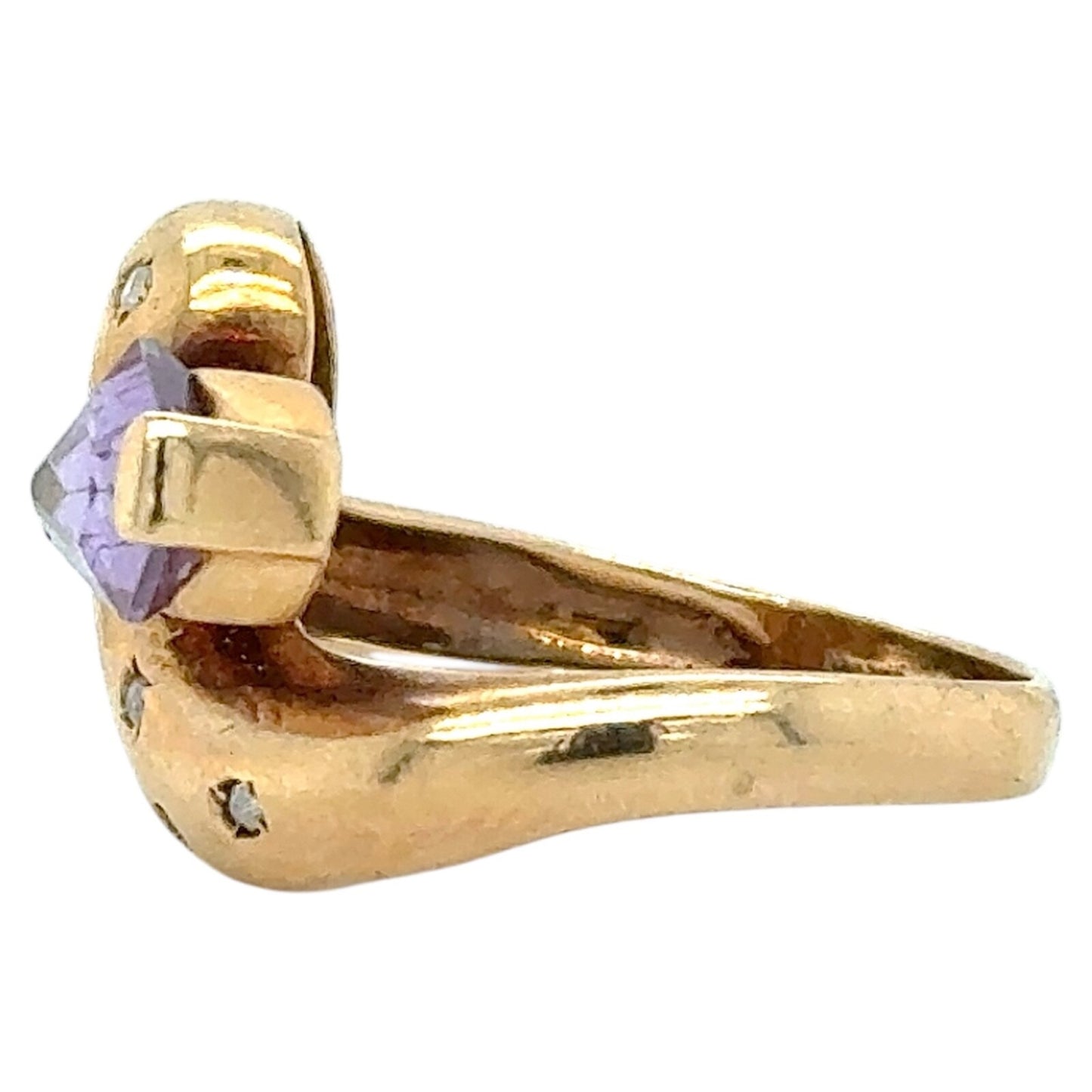 Amethyst & Diamond 14k Yellow Gold Ring 4.0g Size 7.25