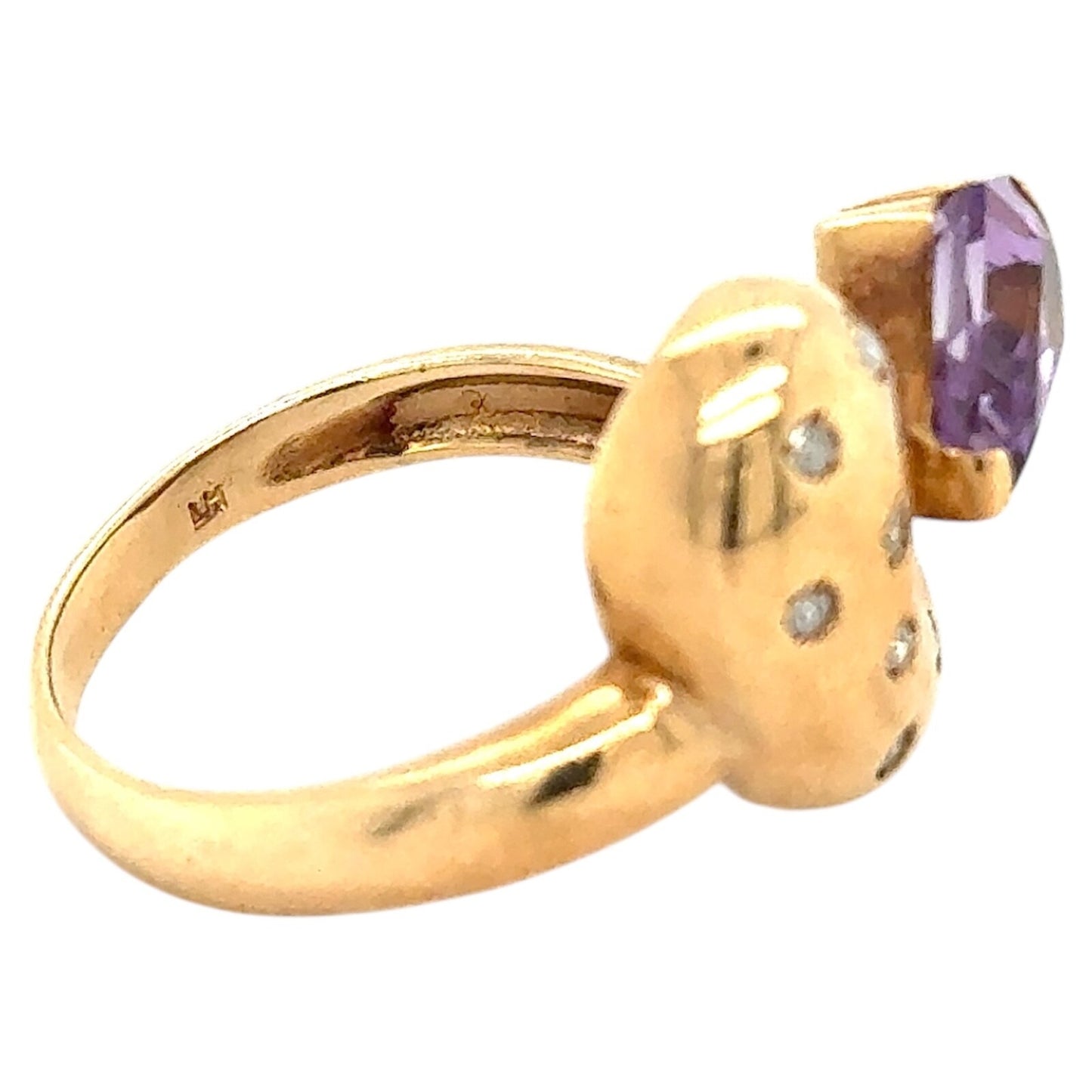 Amethyst & Diamond 14k Yellow Gold Ring 4.0g Size 7.25