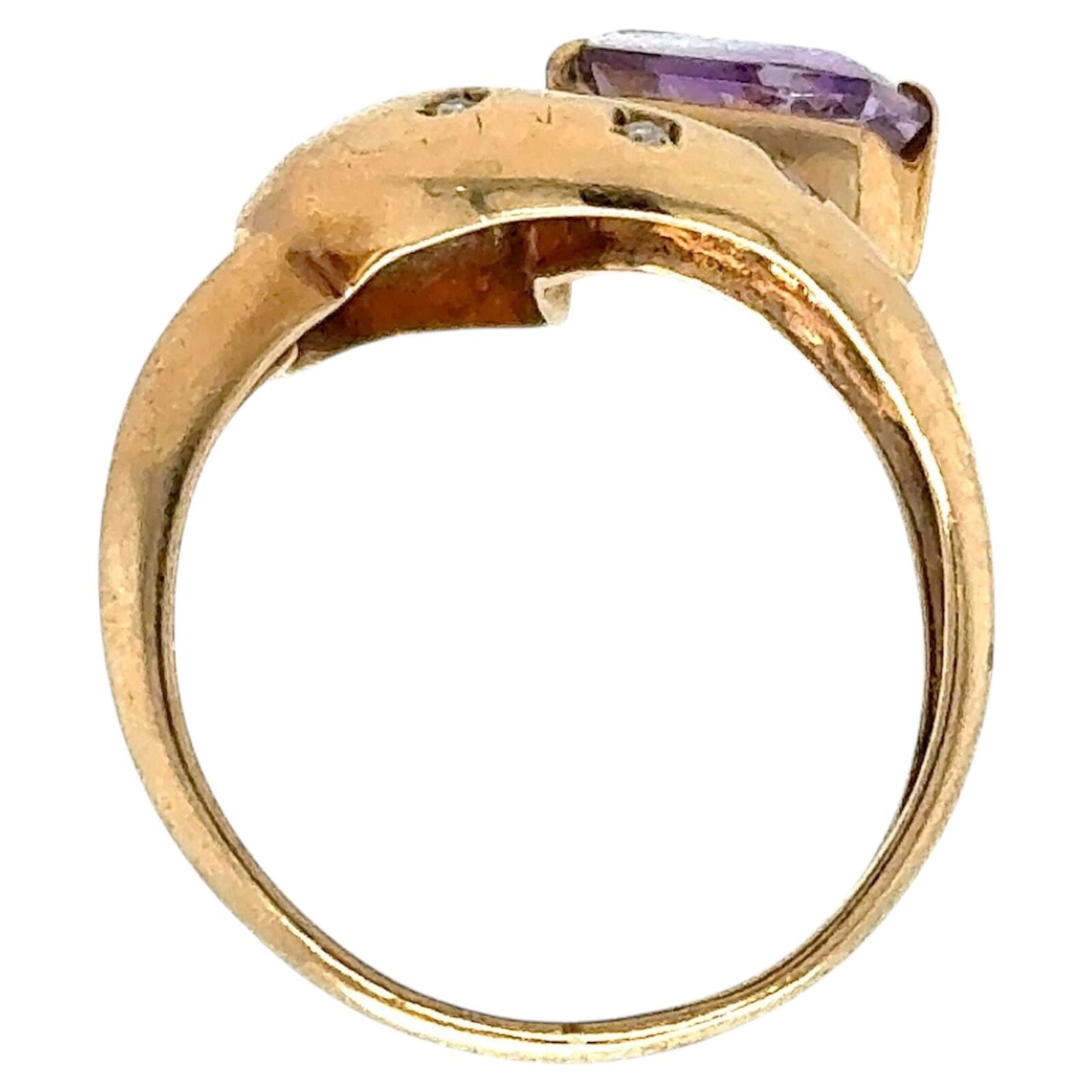 Amethyst & Diamond 14k Yellow Gold Ring 4.0g Size 7.25