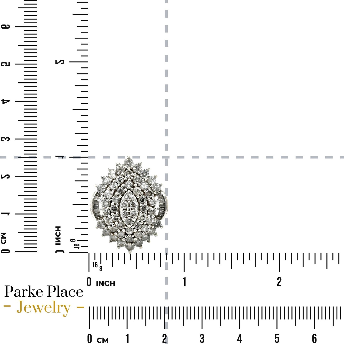 Large Diamond Cocktail Ring 10k White Gold 7.3g Size 7.25