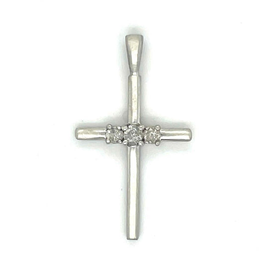 1/4ctw Diamond Cross Pendant Real Solid 10k White Gold 2.3g