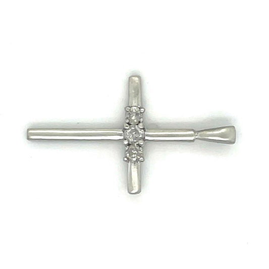 1/4ctw Diamond Cross Pendant Real Solid 10k White Gold 2.3g