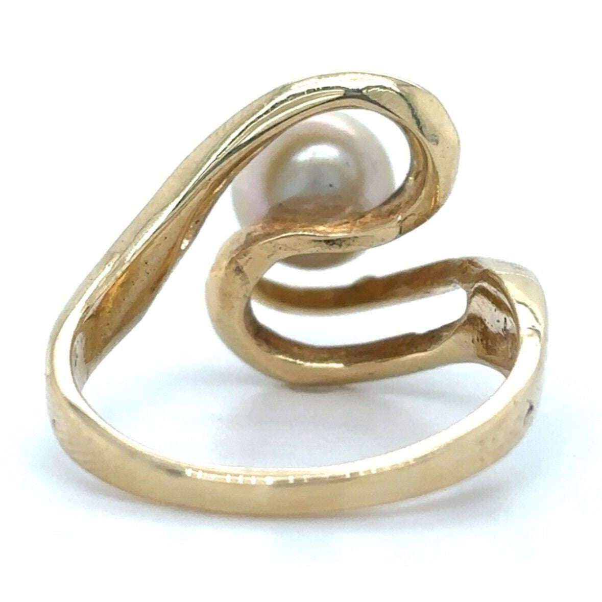 14k Yellow Gold Pearl Solitaire Size 5.75 Ring 3.6g