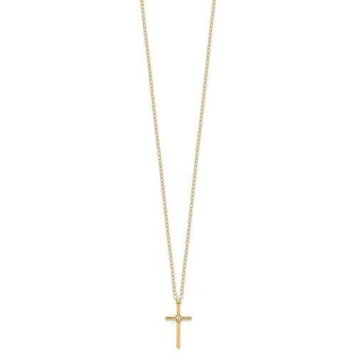14k Madi K .01ct Diamond Cross 15 inch Necklace