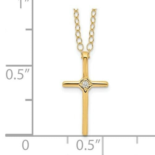 14k Madi K .01ct Diamond Cross 15 inch Necklace