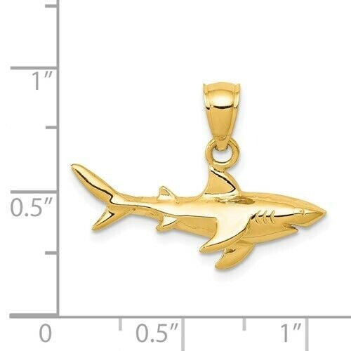 14K Yellow Gold Shark Pendant Charm