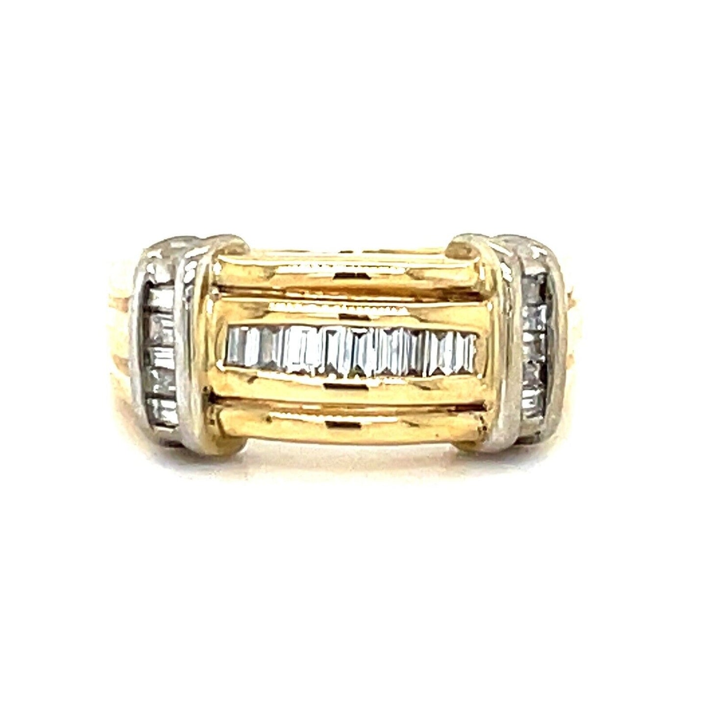 14K Yellow Gold Diamond Band Ring 1/2 CTW Baguette Cut SI Clarity Size 6 6.8g Elegant Design
