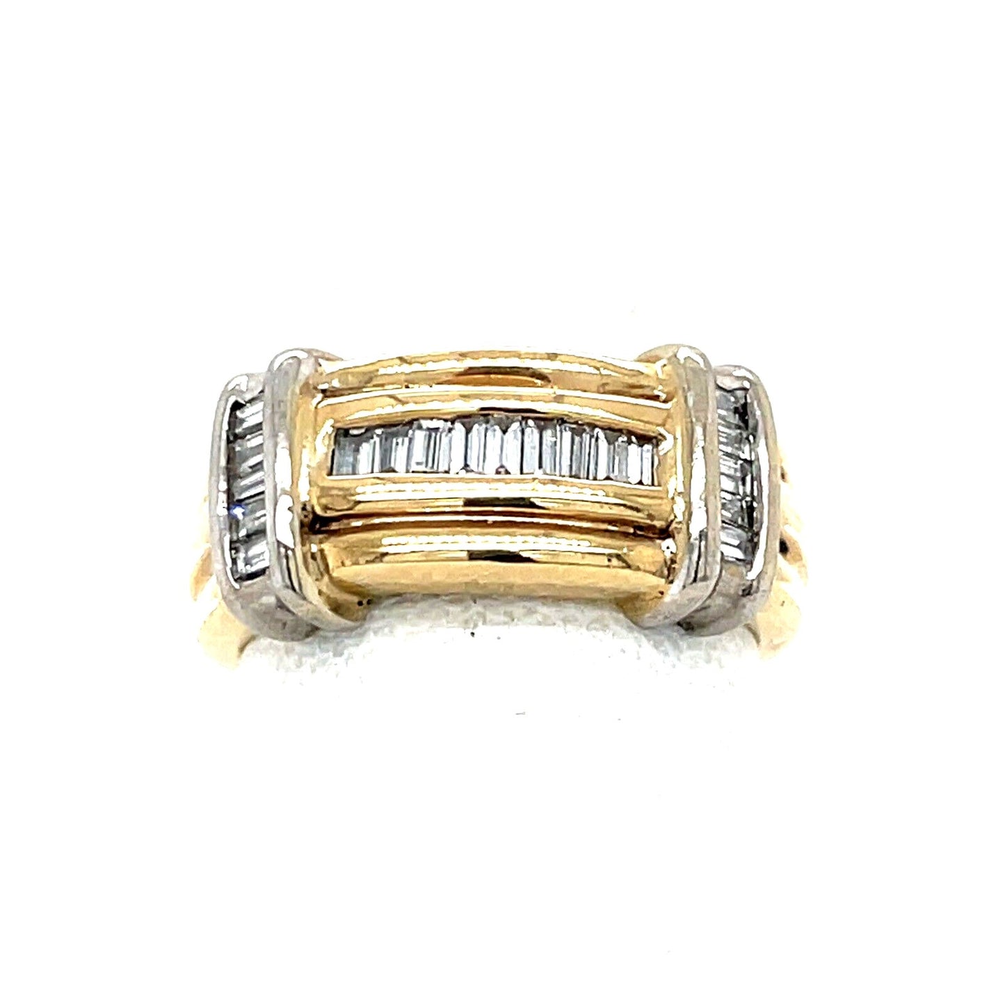 14K Yellow Gold Diamond Band Ring 1/2 CTW Baguette Cut SI Clarity Size 6 6.8g Elegant Design
