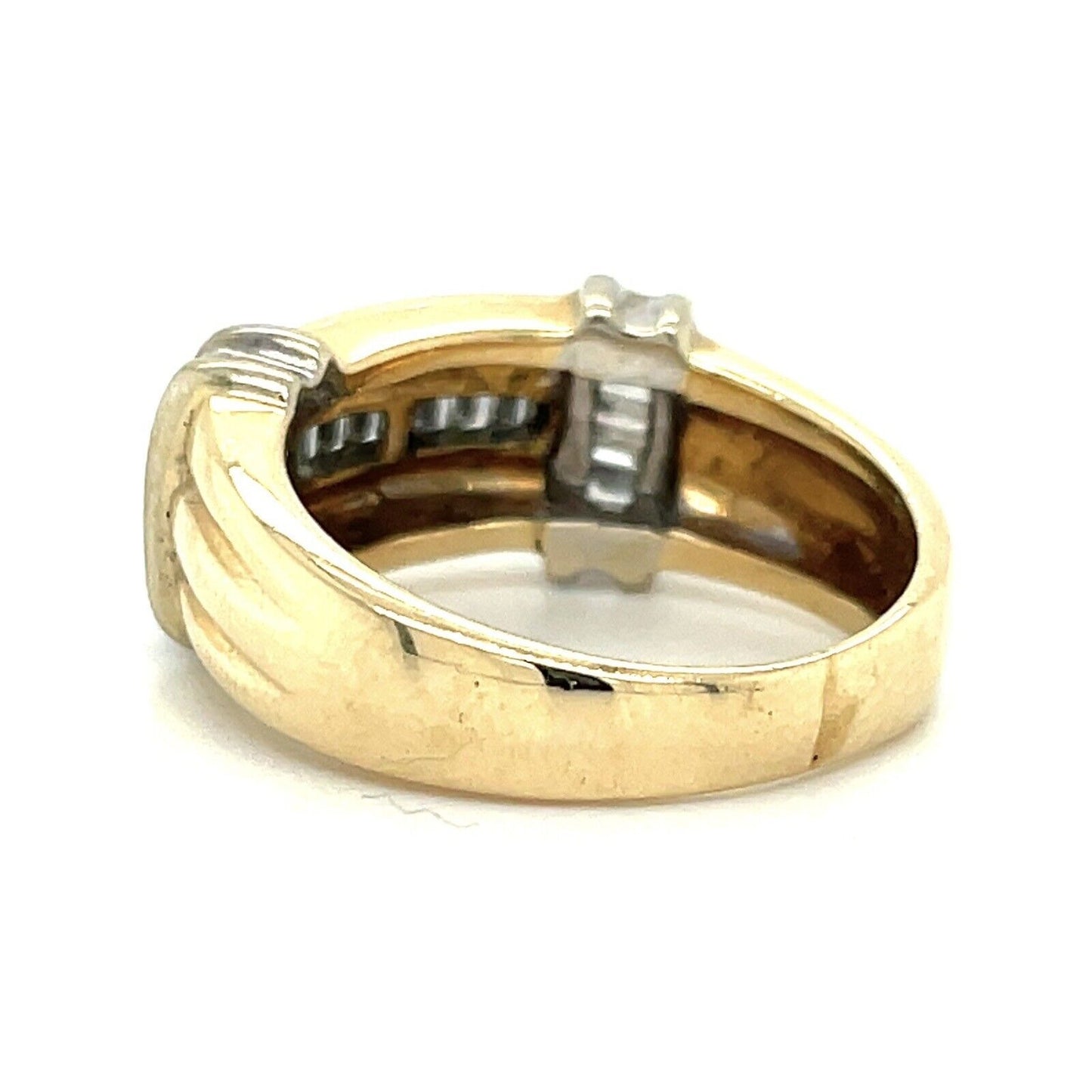 14K Yellow Gold Diamond Band Ring 1/2 CTW Baguette Cut SI Clarity Size 6 6.8g Elegant Design