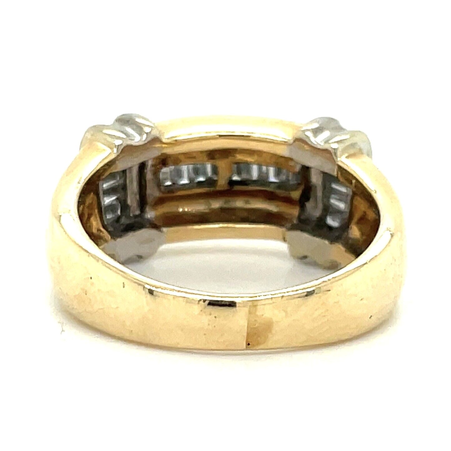 14K Yellow Gold Diamond Band Ring 1/2 CTW Baguette Cut SI Clarity Size 6 6.8g Elegant Design