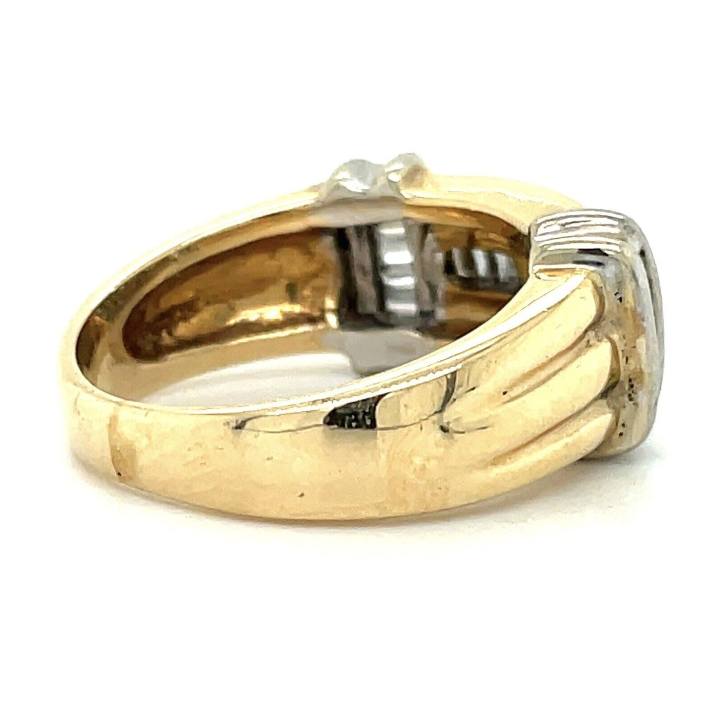 14K Yellow Gold Diamond Band Ring 1/2 CTW Baguette Cut SI Clarity Size 6 6.8g Elegant Design
