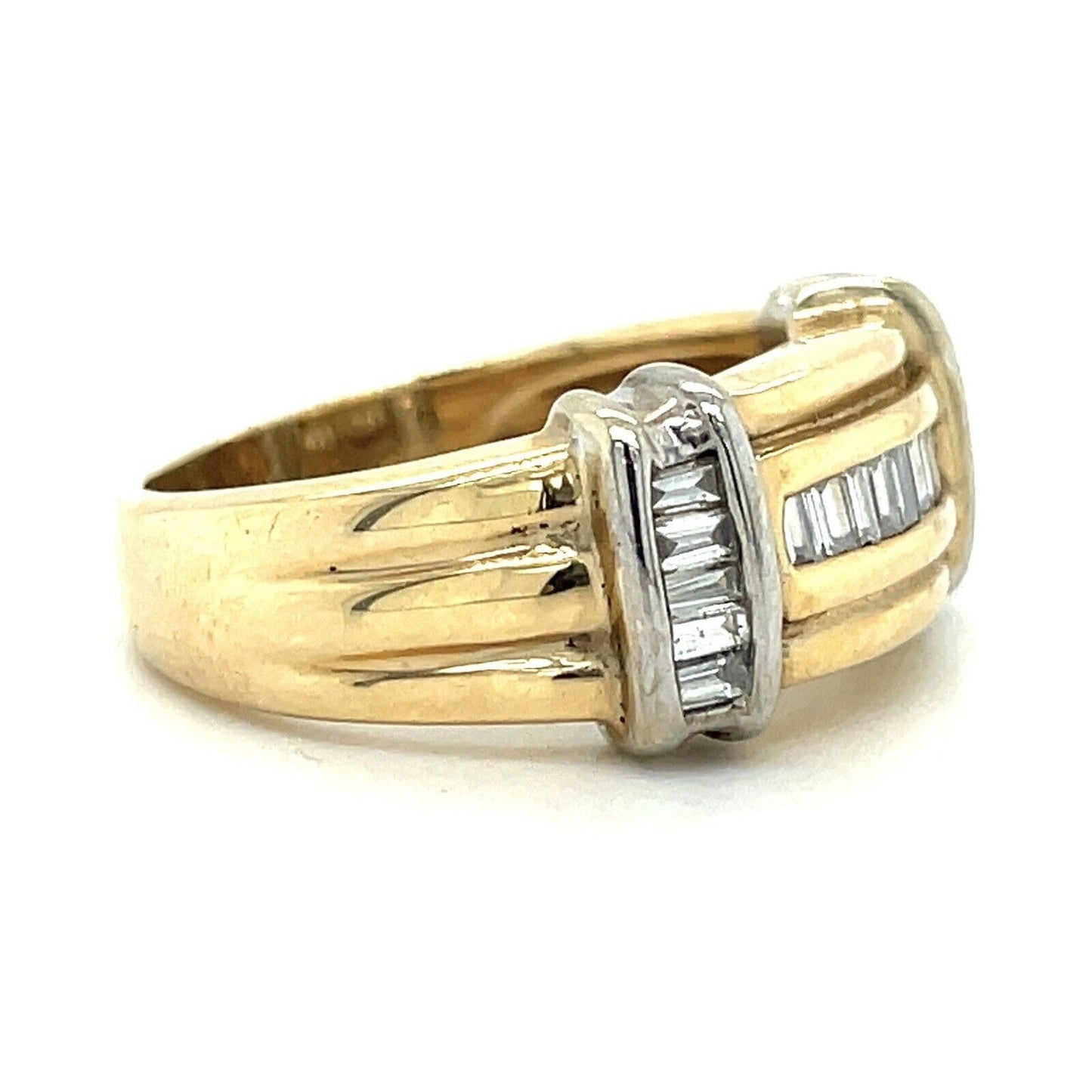 14K Yellow Gold Diamond Band Ring 1/2 CTW Baguette Cut SI Clarity Size 6 6.8g Elegant Design