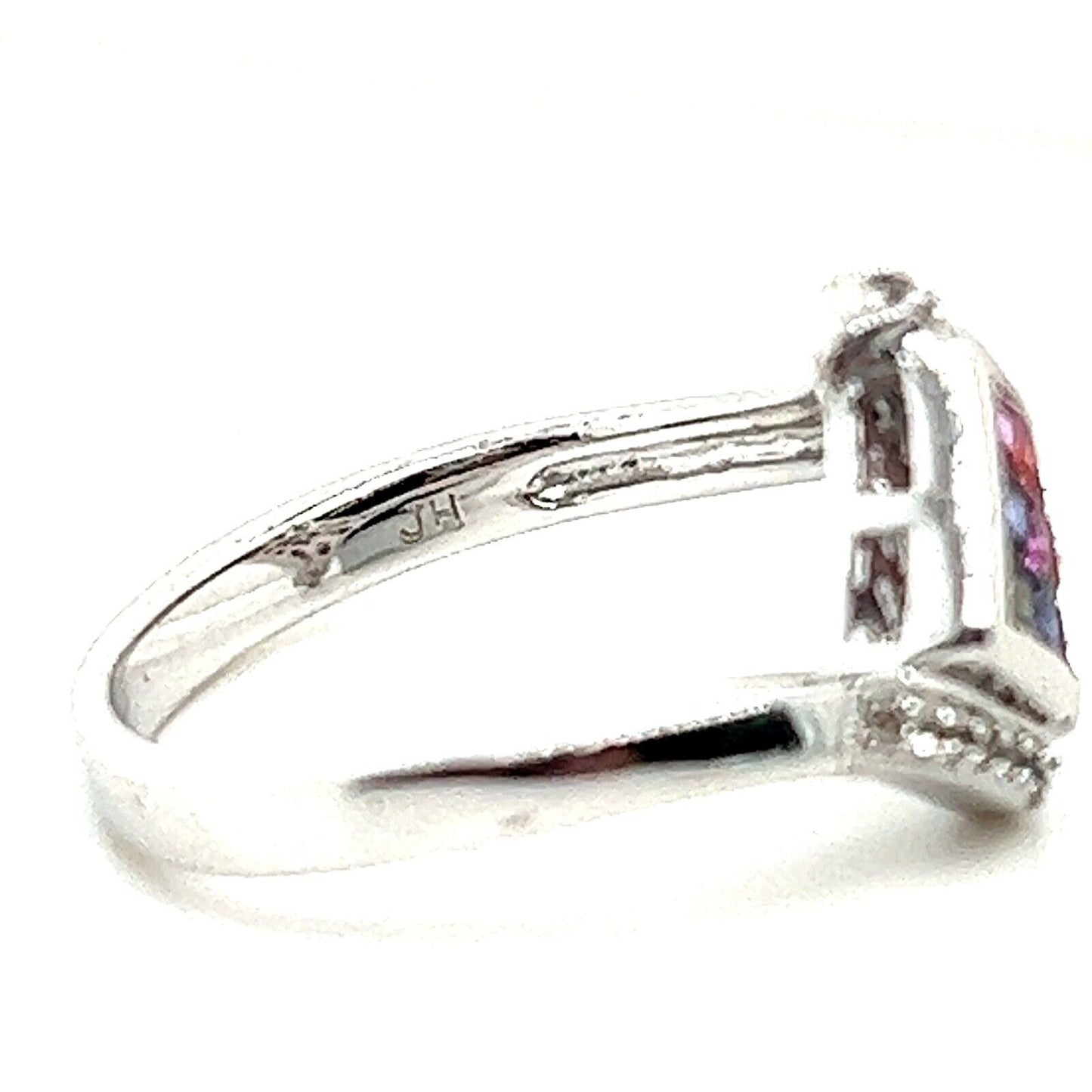 Rhodium Plated Sterling Silver Multicolor Sapphires Complete Jewelry Set 24.1g