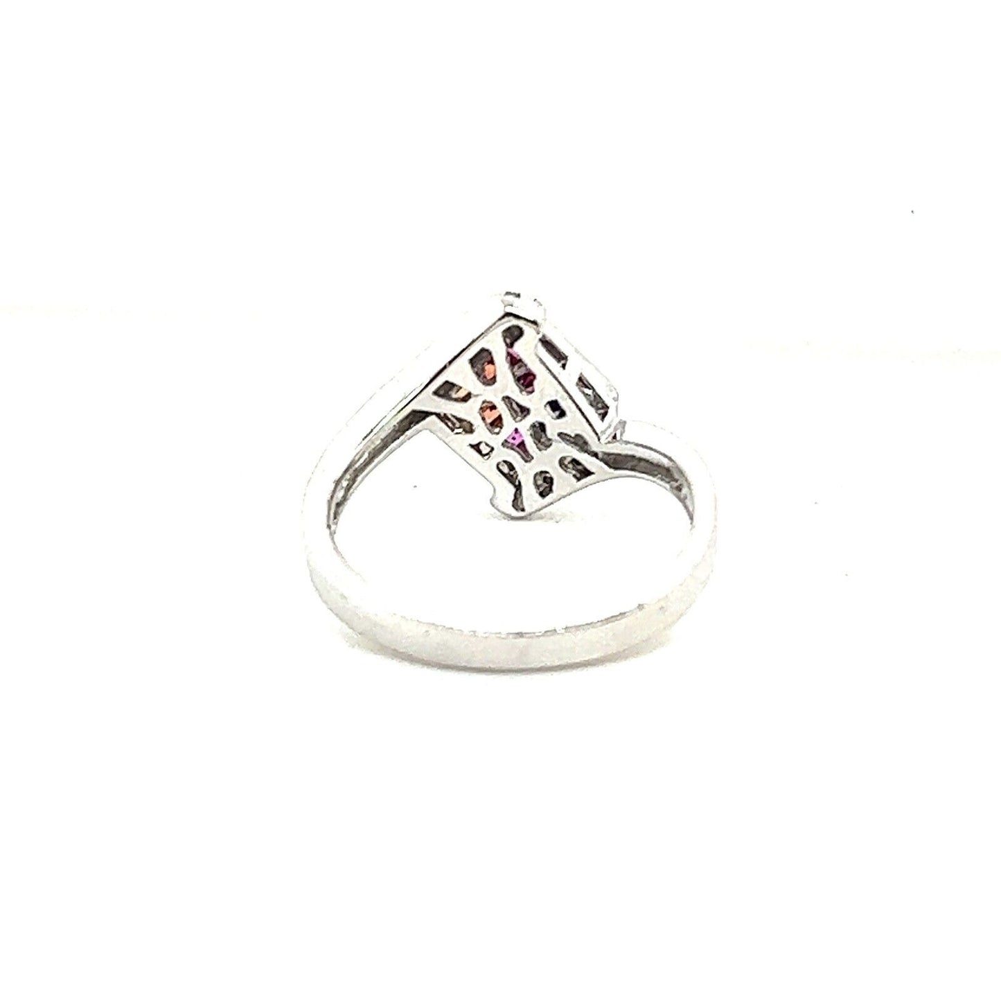 Rhodium Plated Sterling Silver Multicolor Sapphires Complete Jewelry Set 24.1g