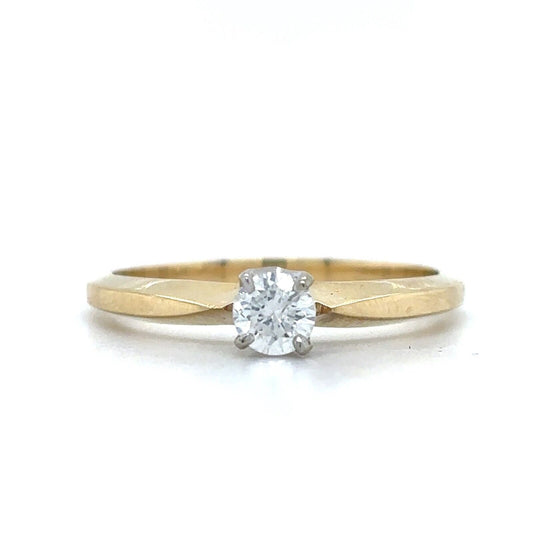 1/5ct Diamond Solitaire 14k Yellow Gold Size 6.5 Band 3.4g