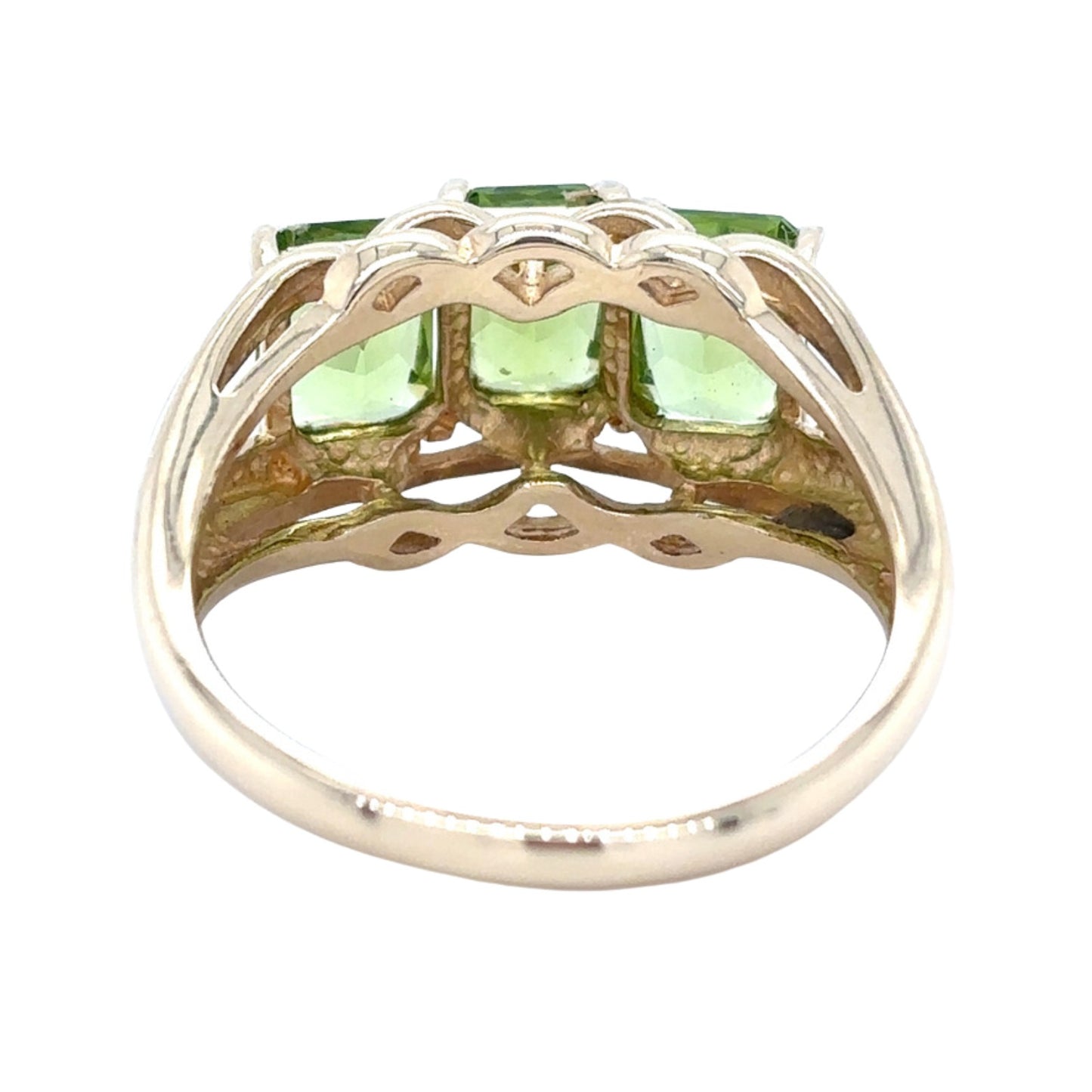 14k Yellow Gold Peridot Trio Size 8 Ring 4.9g