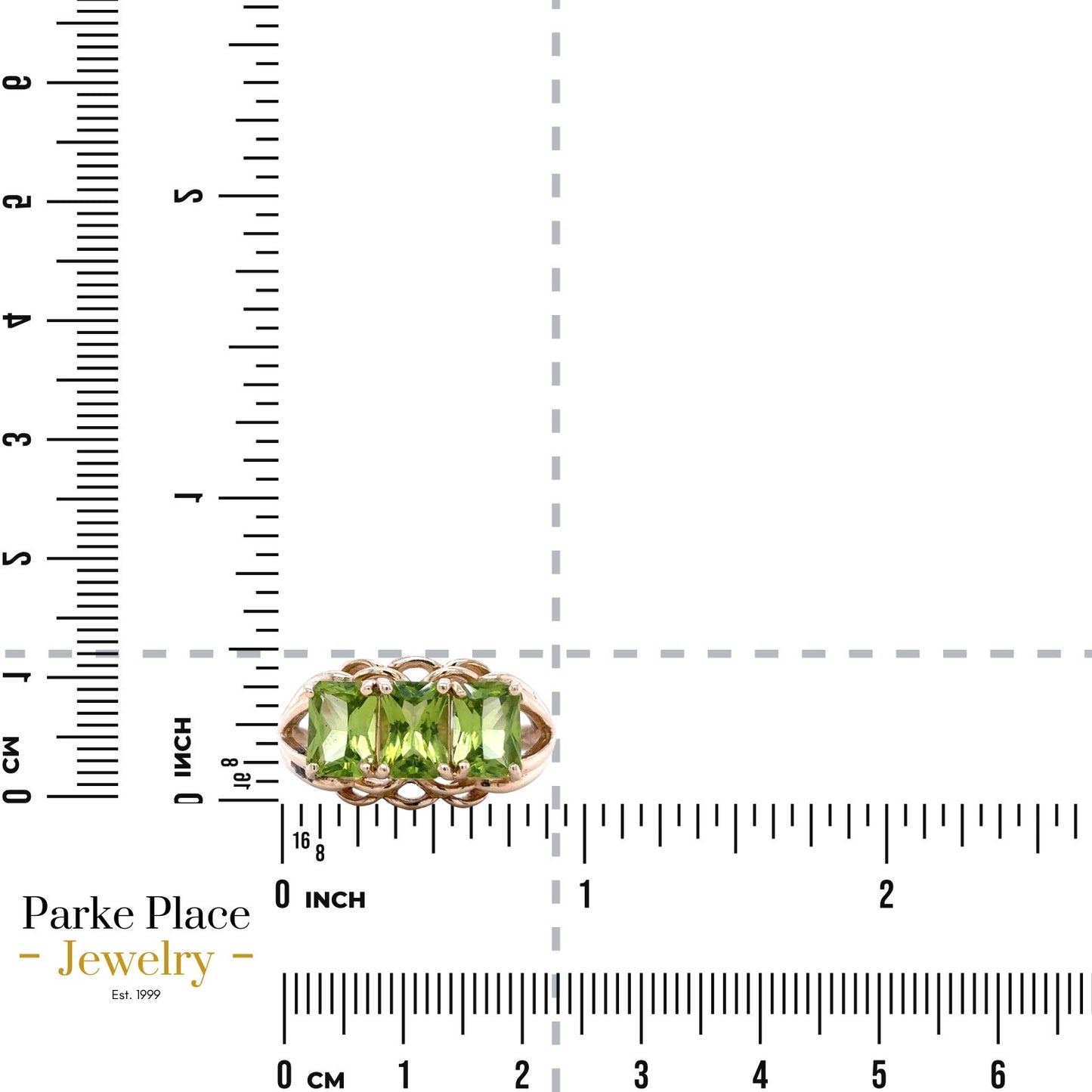 14k Yellow Gold Peridot Trio Size 8 Ring 4.9g